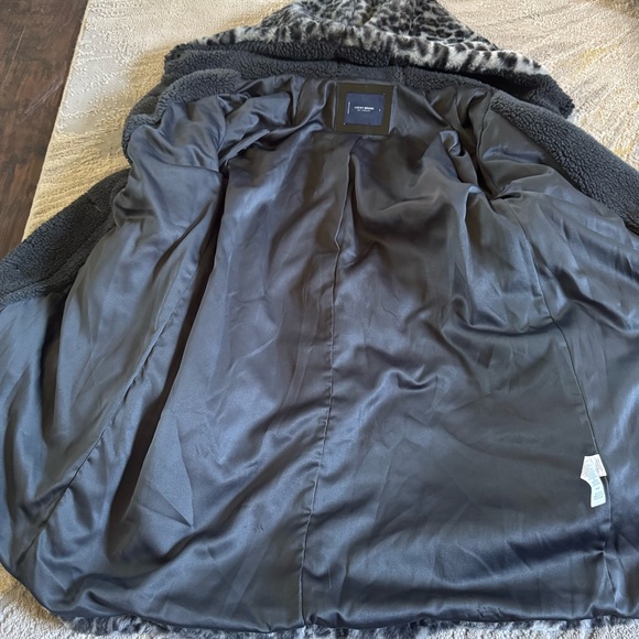 Lucky Brand coat faux fur gray black hooded large - Picture 4 of 8